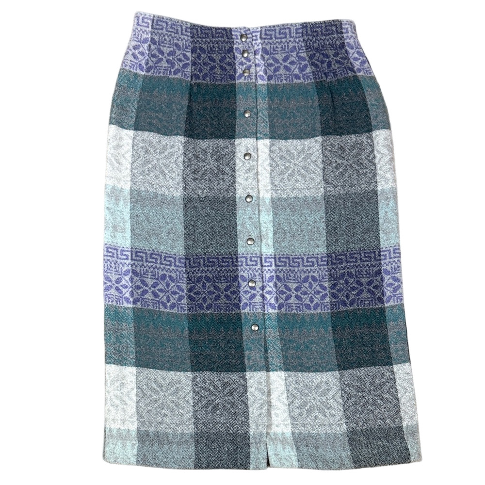 Northern Isle Plaid Button-Down Pencil Skirt SKU1251